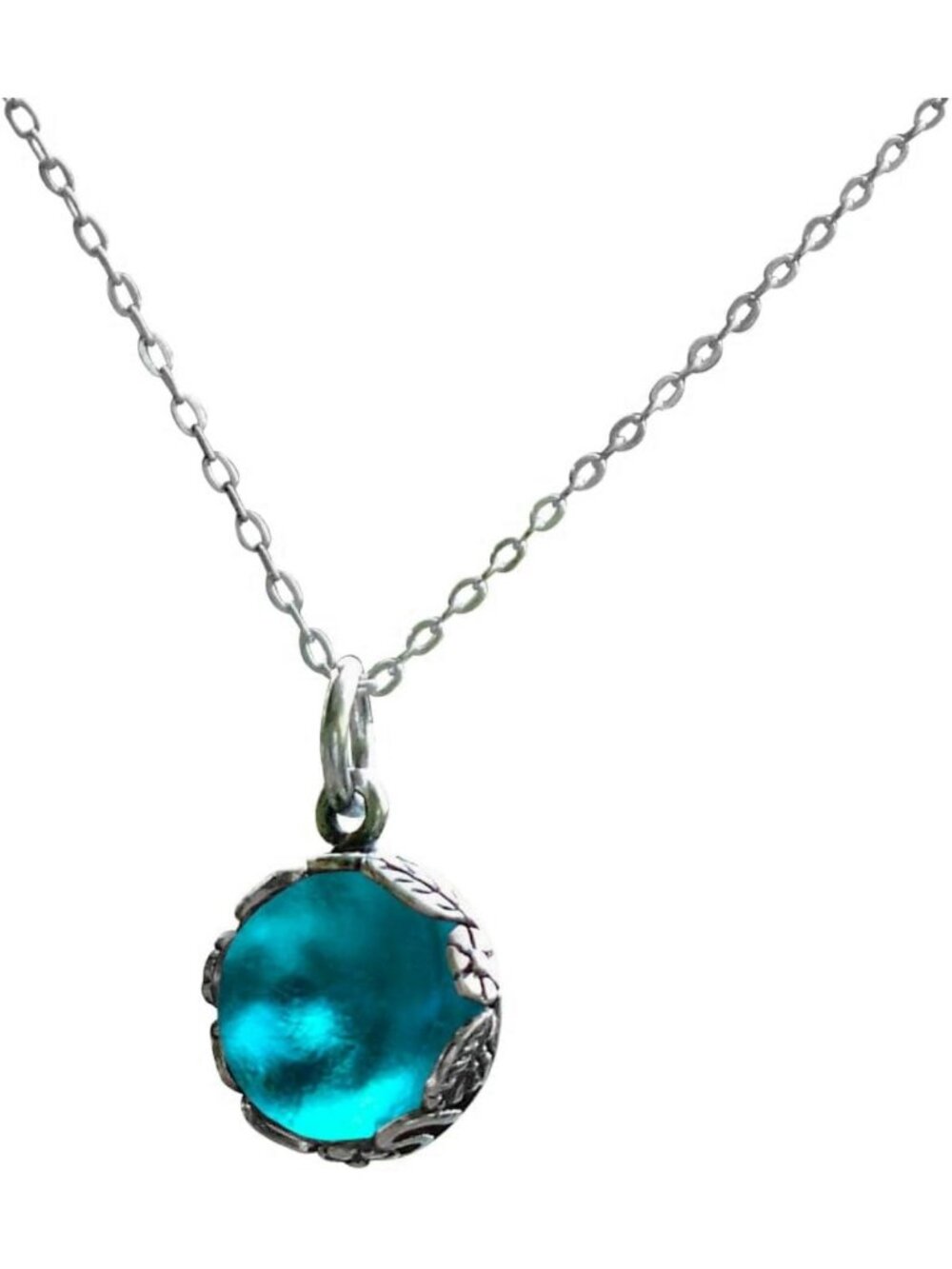 Handmade Botanical Necklace | Recycled Glass & Sterling Silver | Eco-Friendly